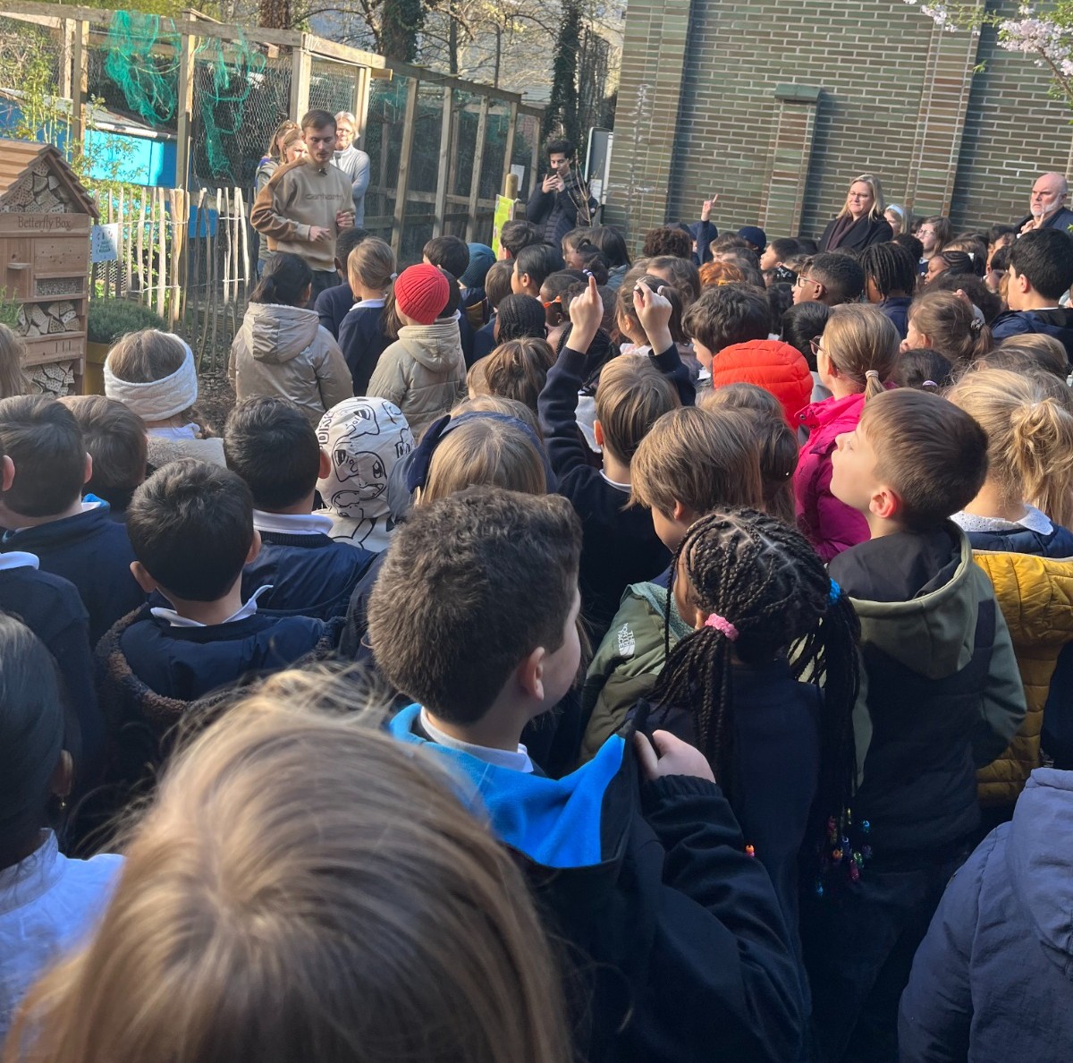 Élèves participant à un atelier de sensibilisation à la biodiversité à l'école de Saint-Pierre